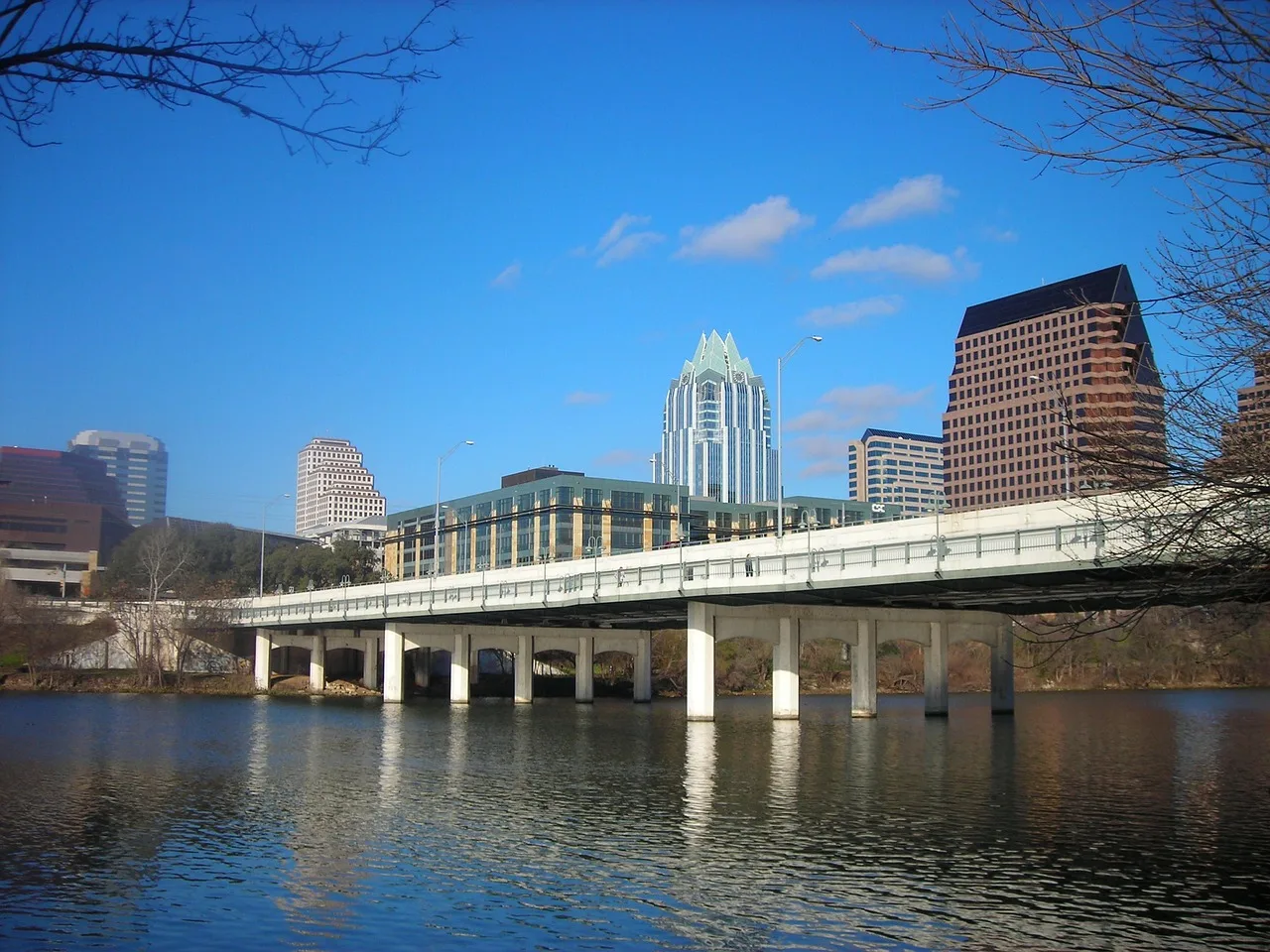 austin, texas, downtown, bridge, architecture, skyline, sky, river, water, buildings, city, cities, structure, nature, building, blue bridge. How cost of living changes tech salaries in Austin and Atlanta